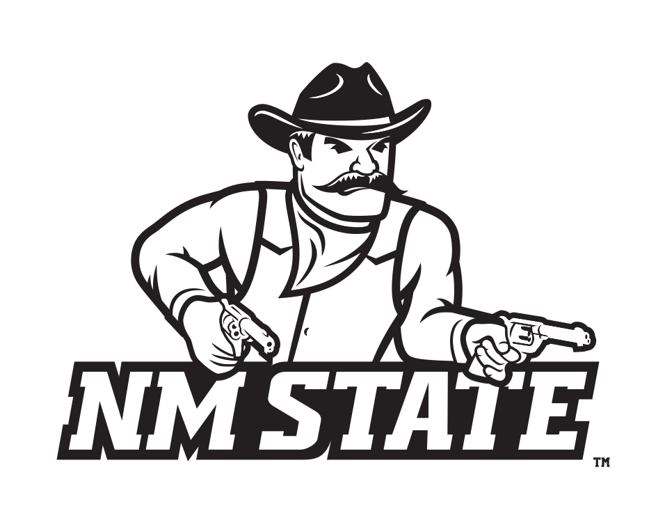 Pistol Pete with NM STATE wordmark, black and white variant, cell 3