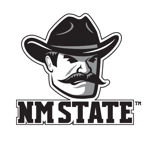Pistol Pete head with NM STATE wordmark, black and white variant, cell 5