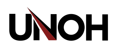 UNOH wordmark, black on white variant, cell 6