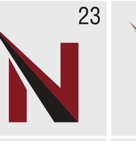 N lettermark, red/black on white variant, cell 23