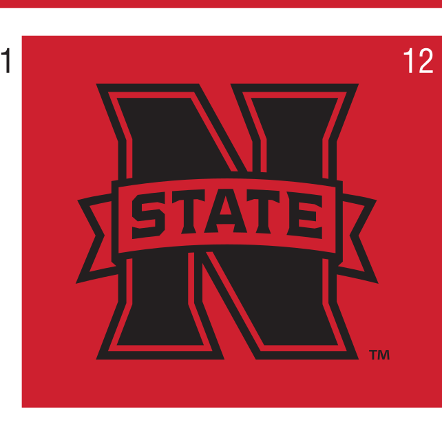 N STATE lettermark, black/red on red variant, cell 12