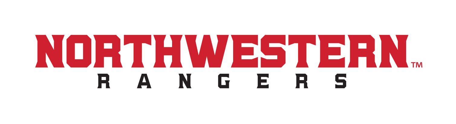 Northwestern Rangers wordmark, red and black on white variant, cell 37