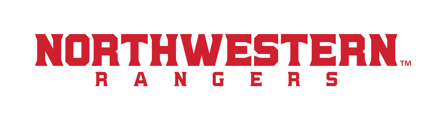Northwestern Rangers wordmark, red on white variant, cell 38