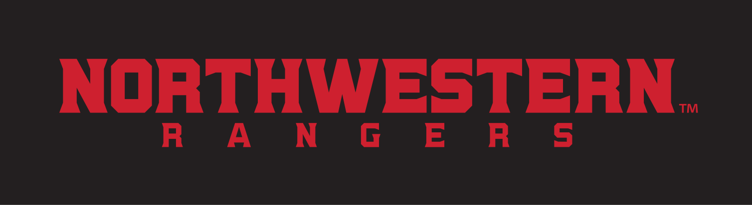 Northwestern Rangers wordmark, red on black variant, cell 41