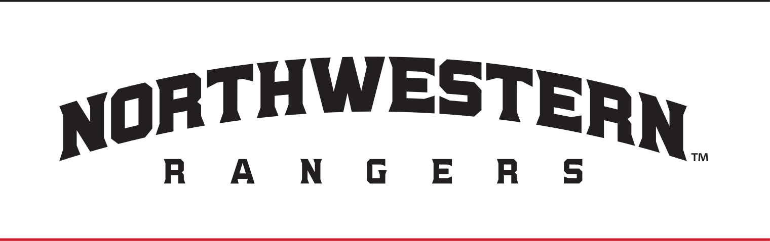Northwestern Rangers arched wordmark, black on white variant, cell 46