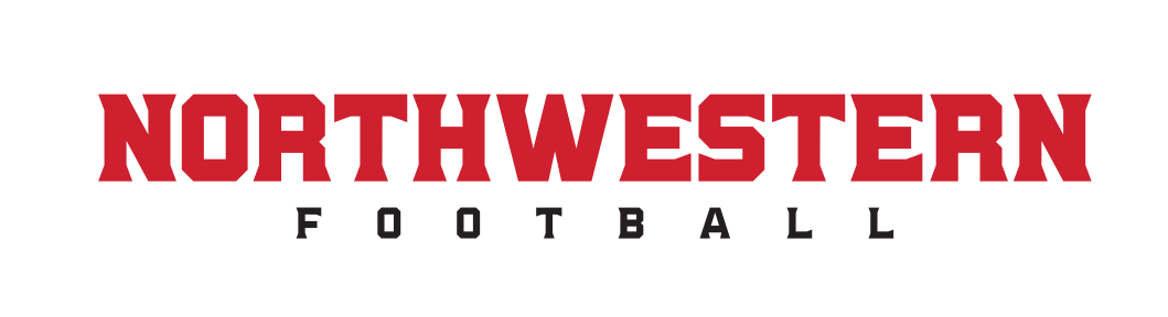 Northwestern Football wordmark, red and black on white variant, cell 51