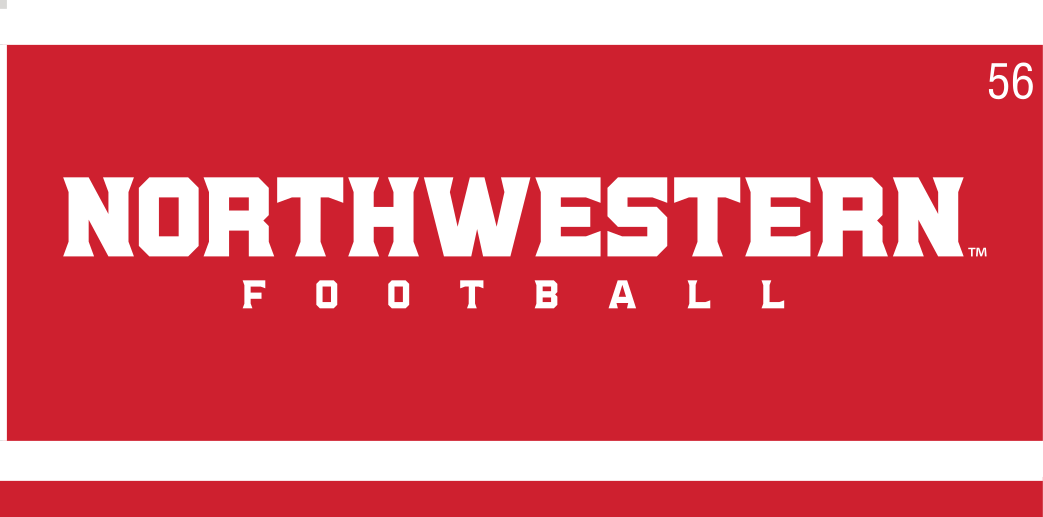 Northwestern Football wordmark, white on red variant, cell 56