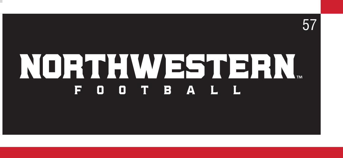 Northwestern Football wordmark, white on black variant, cell 57
