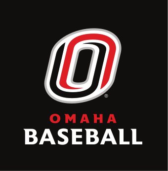 Omaha Baseball, red/white on black vertical lockup variant, cell 32