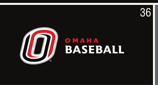 Omaha Baseball, red/white on black horizontal lockup variant, cell 36