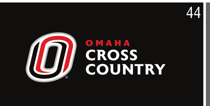 Omaha Cross Country, red/white on black horizontal lockup variant, cell 44