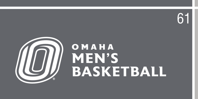 Omaha Men's Basketball, white/grey on dark grey horizontal lockup variant, cell 61