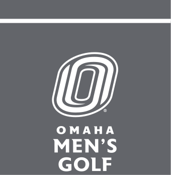 Omaha Men's Golf, white/grey on dark grey vertical lockup variant, cell 65