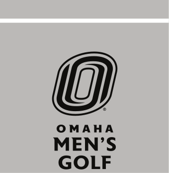 Omaha Men's Golf, black/white on light grey vertical lockup variant, cell 66