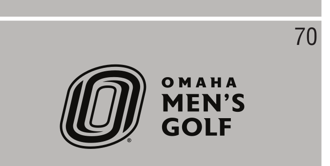 Omaha Men's Golf, black/white on light grey horizontal lockup variant, cell 70