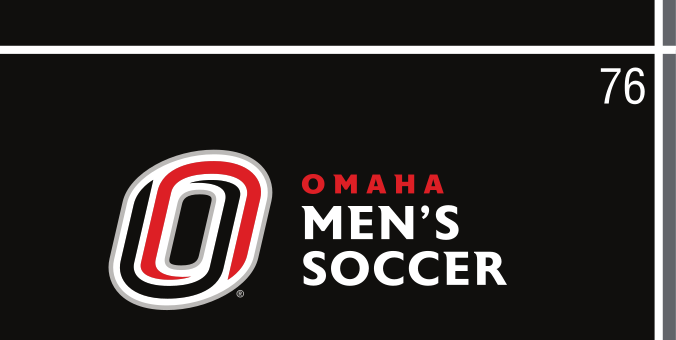 Omaha Men's Soccer, red/white on black horizontal lockup variant, cell 76