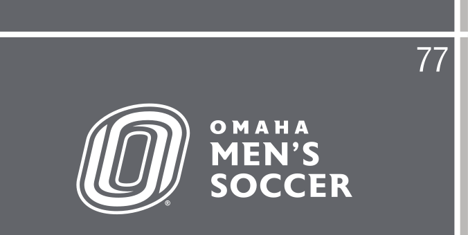 Omaha Men's Soccer, white/grey on dark grey horizontal lockup variant, cell 77