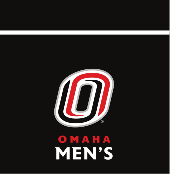 Omaha Men's Tennis, red/white on black vertical lockup variant, cell 80