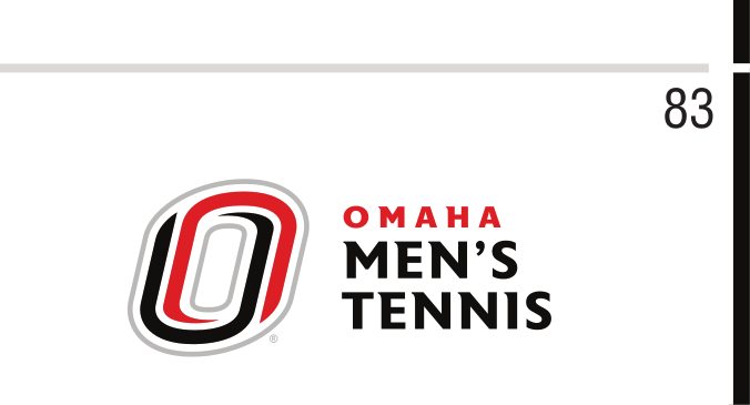 Omaha Men's Tennis, red/black horizontal lockup variant, cell 83