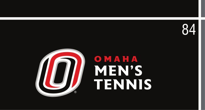 Omaha Men's Tennis, red/white on black horizontal lockup variant, cell 84