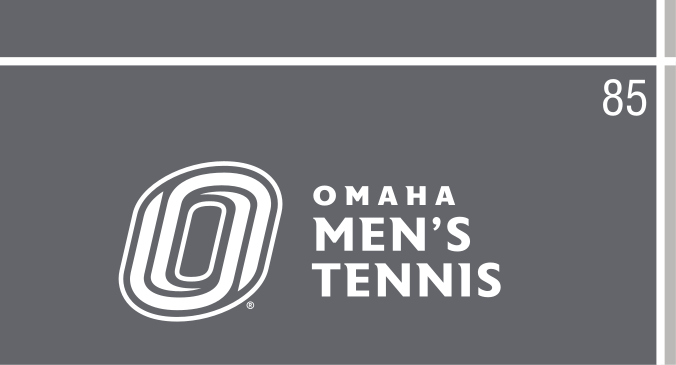 Omaha Men's Tennis, white/grey on dark grey horizontal lockup variant, cell 85
