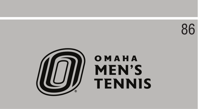 Omaha Men's Tennis, black/white on light grey horizontal lockup variant, cell 86