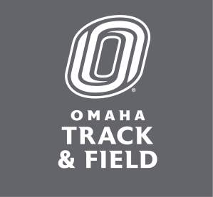 Omaha Track & Field, stacked white on grey variant, cell 105