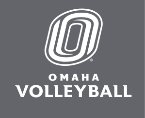 Omaha Volleyball, stacked white on grey variant, cell 113