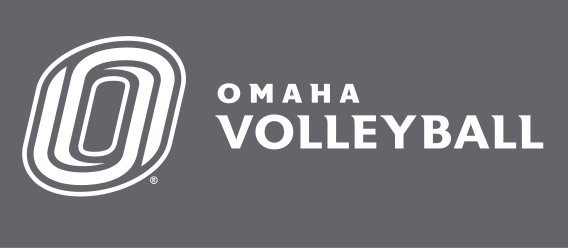 Omaha Volleyball, horizontal white on grey variant, cell 117