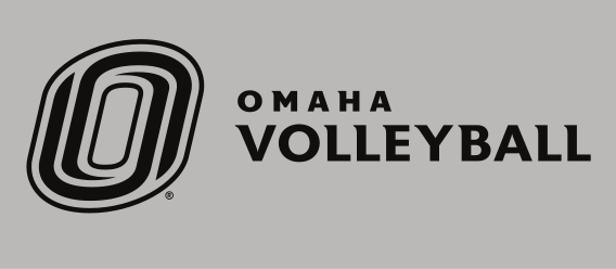 Omaha Volleyball, horizontal black on light grey variant, cell 118