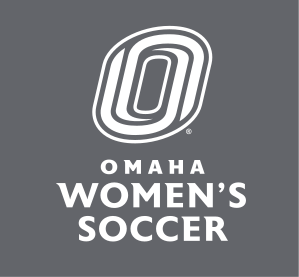 Omaha Women's Soccer, stacked white on grey variant, cell 137
