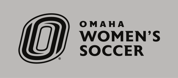 Omaha Women's Soccer, horizontal black on light grey variant, cell 142