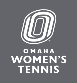 Omaha Women's Tennis logo, white on grey variant, cell 145
