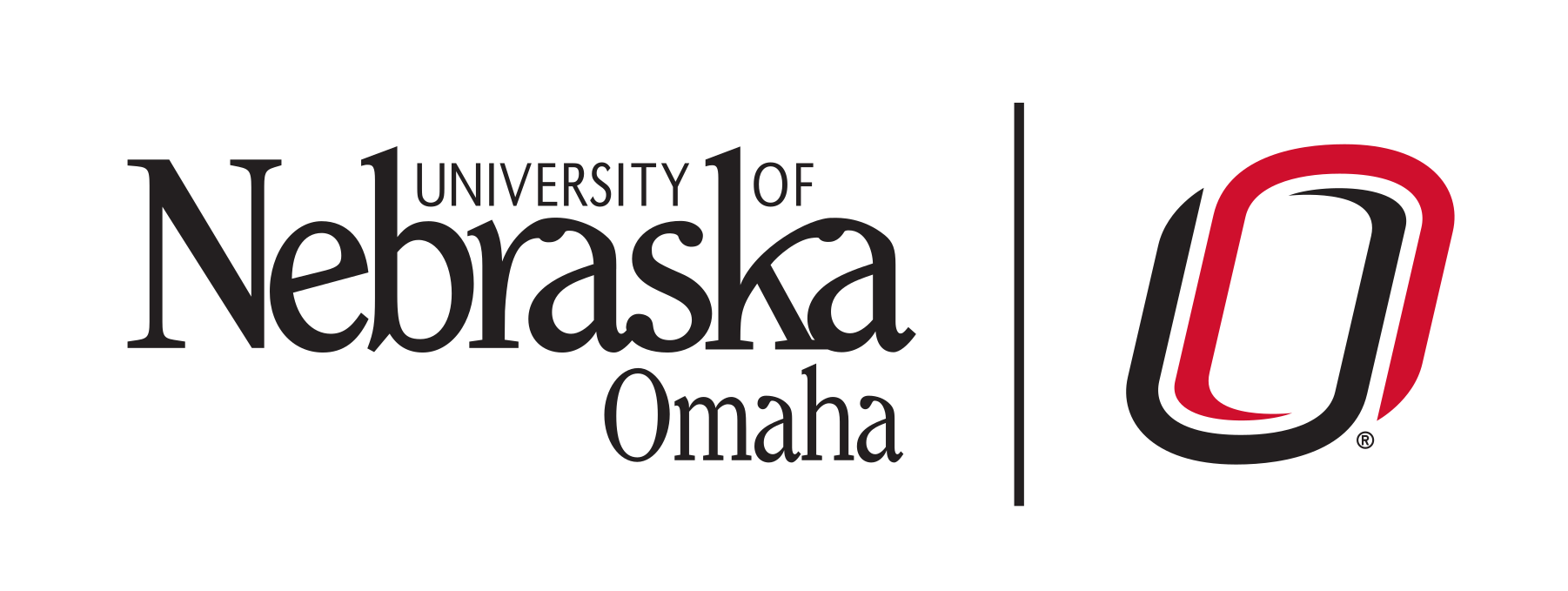 University of Nebraska Omaha institutional mark, black/red on white variant, cell 151