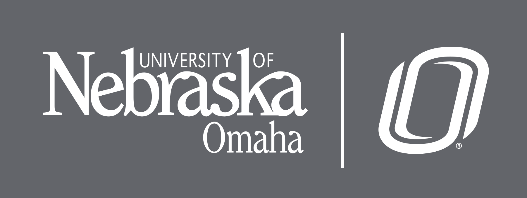 University of Nebraska Omaha institutional mark, white on grey variant, cell 153