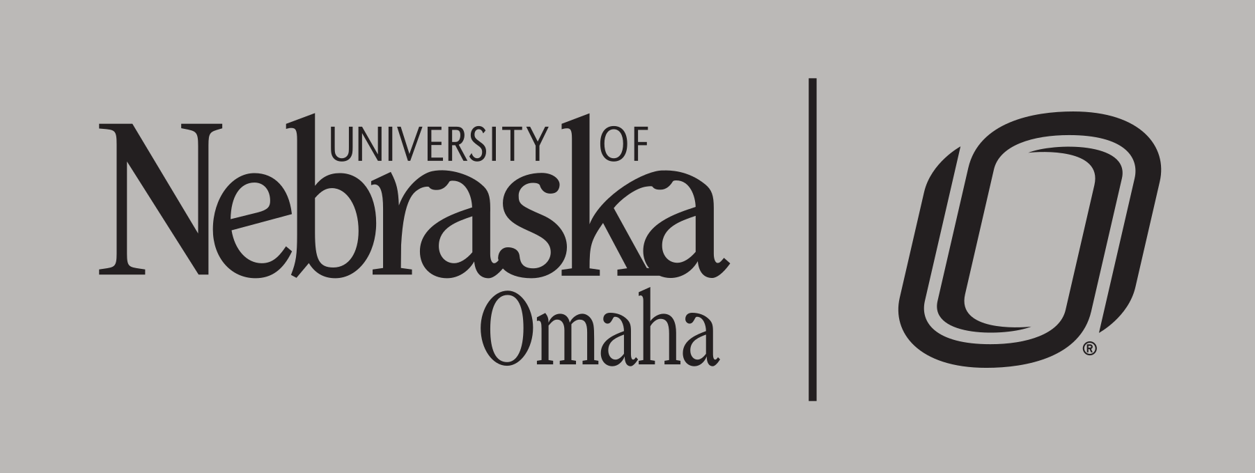 University of Nebraska Omaha institutional mark, black on light grey variant, cell 154