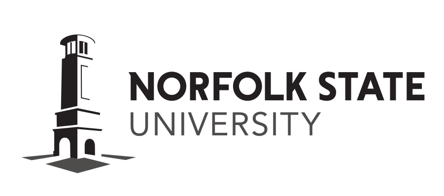 Norfolk State University logo, grey, horizontal variant, cell 22
