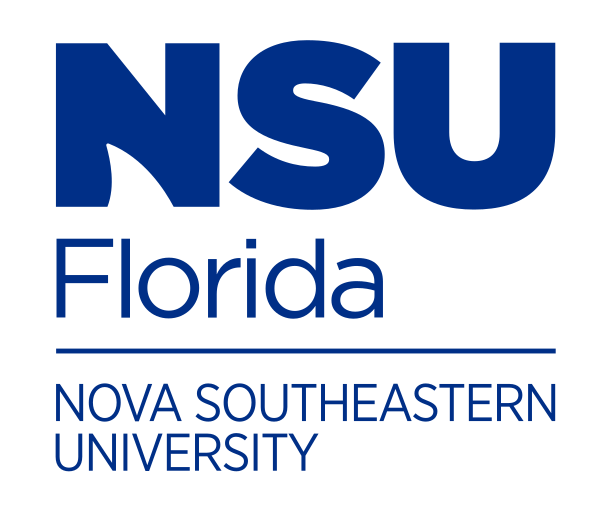 Nova Southeastern University vertical lockup, blue variant, cell 4