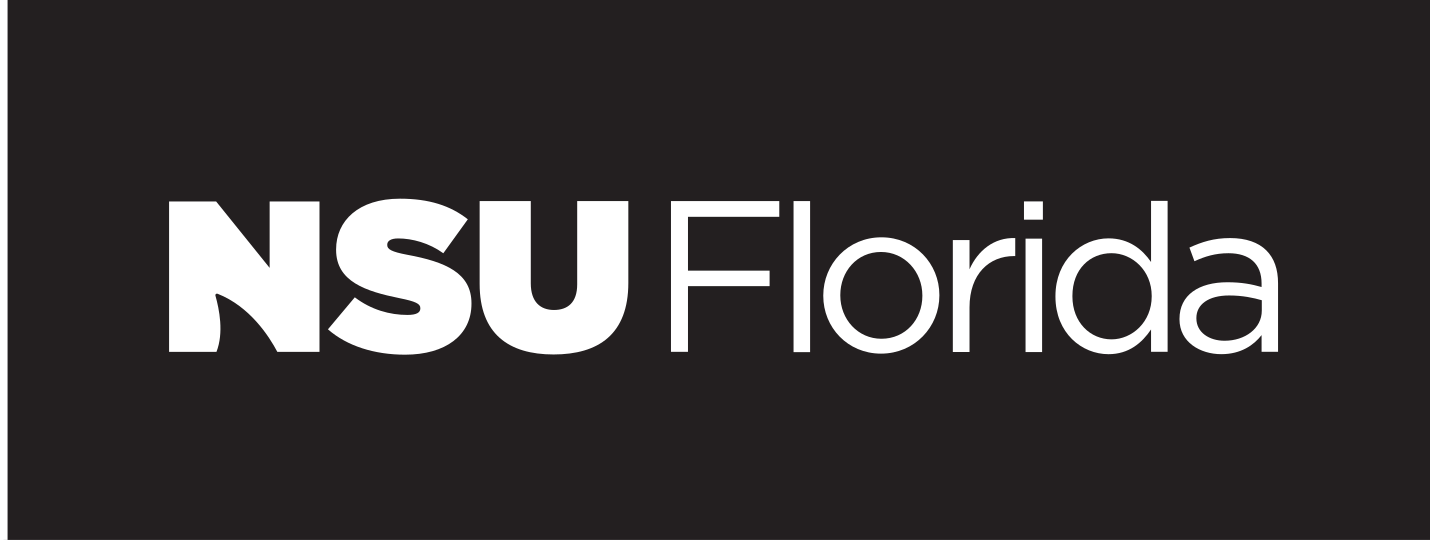 NSU Florida horizontal wordmark, white reverse variant, cell 12