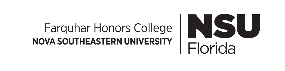 Farquhar Honors College, horizontal lockup, black variant, cell 38