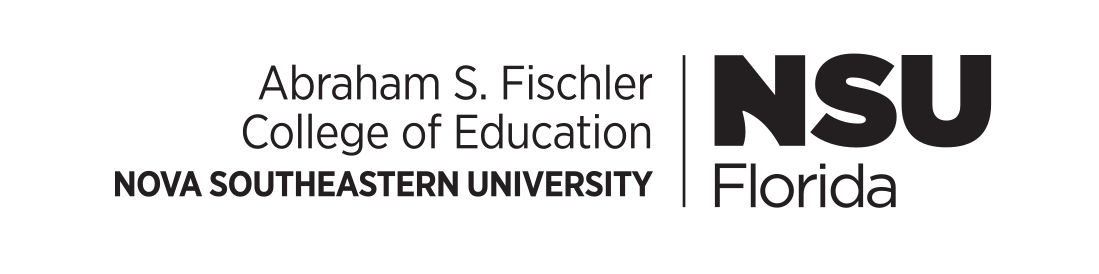 Abraham S. Fischler College of Education, horizontal lockup, black variant, cell 44