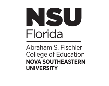 Abraham S. Fischler College of Education, vertical lockup, black variant, cell 47