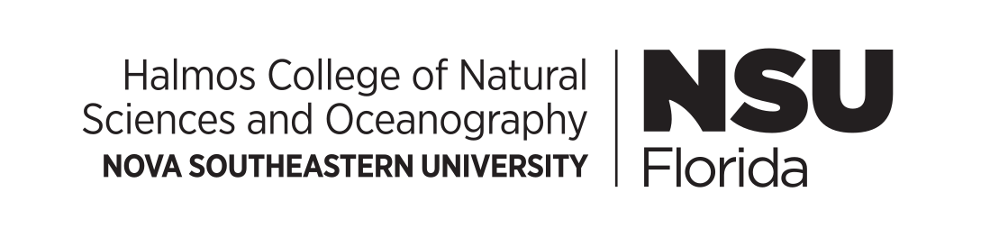 Halmos College of Natural Sciences and Oceanography, horizontal lockup, black variant, cell 50