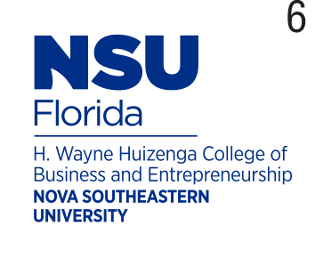H. Wayne Huizenga College of Business and Entrepreneurship logo, stacked, blue/black variant, cell 64