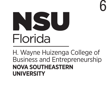 H. Wayne Huizenga College of Business and Entrepreneurship logo, stacked, black variant, cell 65