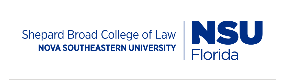 Shepard Broad College of Law logo, horizontal, blue/black variant, cell 73