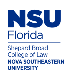 Shepard Broad College of Law logo, stacked, blue/black variant, cell 76