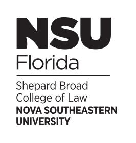 Shepard Broad College of Law logo, stacked, black variant, cell 77