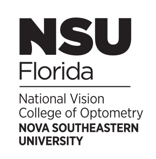 National Vision College of Optometry logo, stacked, black variant, cell 92
