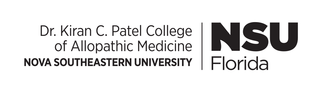 Dr. Kiran C. Patel College of Allopathic Medicine logo, horizontal, black variant, cell 95